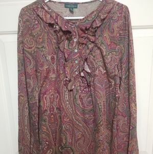 Ralph Lauren paisley ruffle blouse